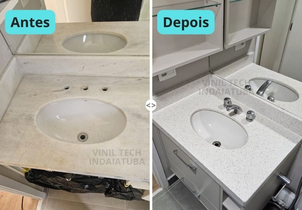 Envelopamento de pia (antes e depois)