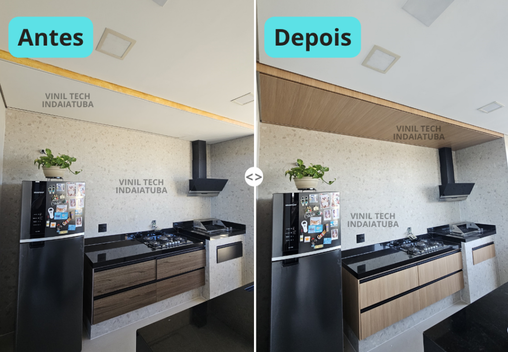 Envelopamento armários de área gourmet (antes e depois)