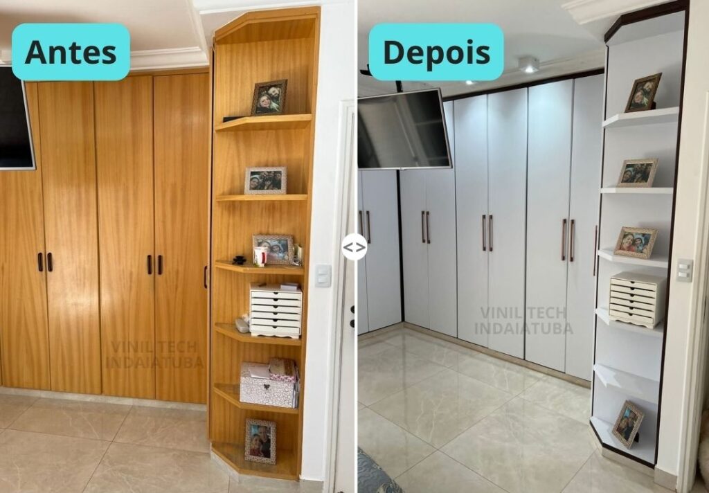Envelopamento guarda-roupa (antes e depois)
